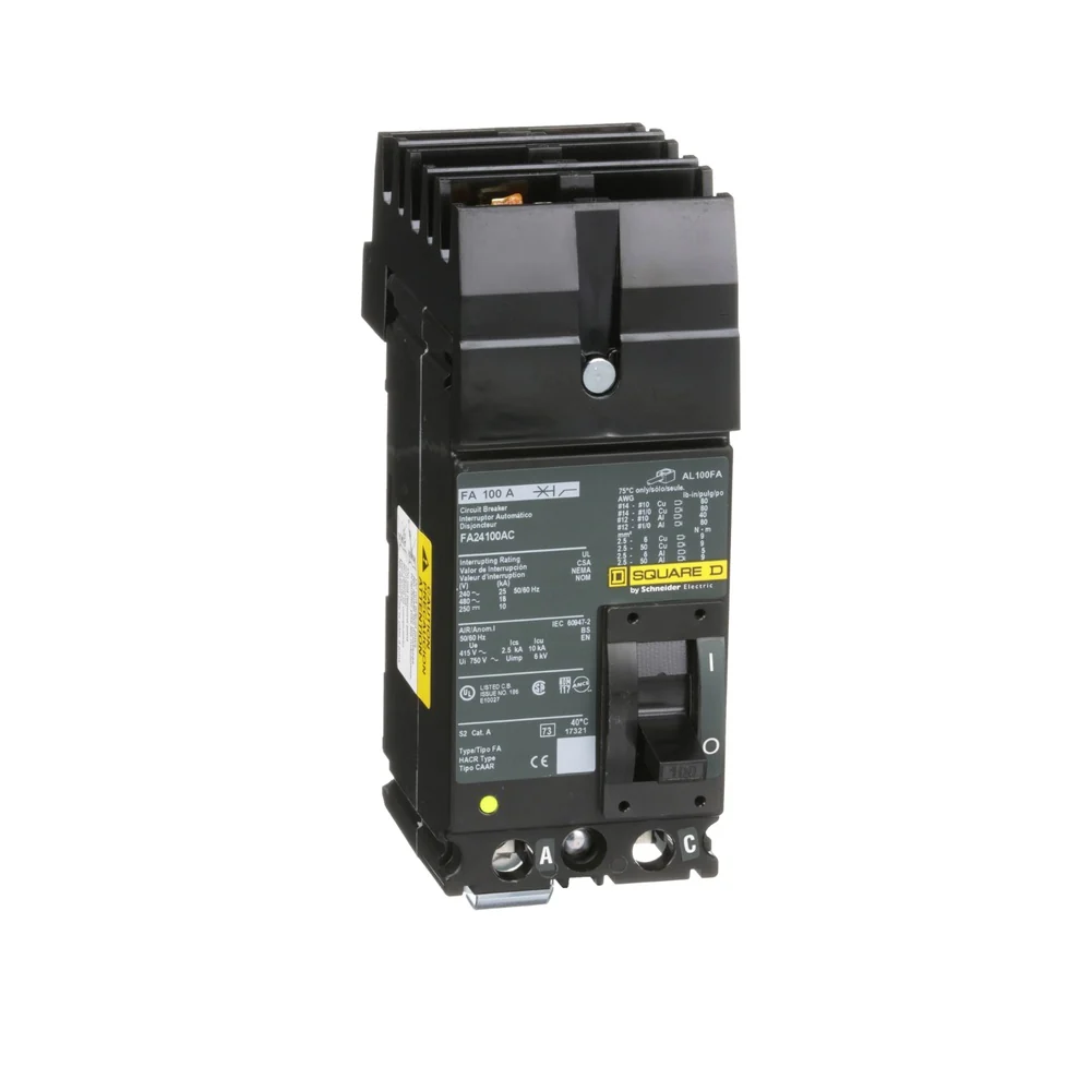 BKR IL FA 100A 2P AC 18KA@480V 25KA@240V 3" 14–1/0AWG Cu / 12–1/0AWG Al FA24100AC