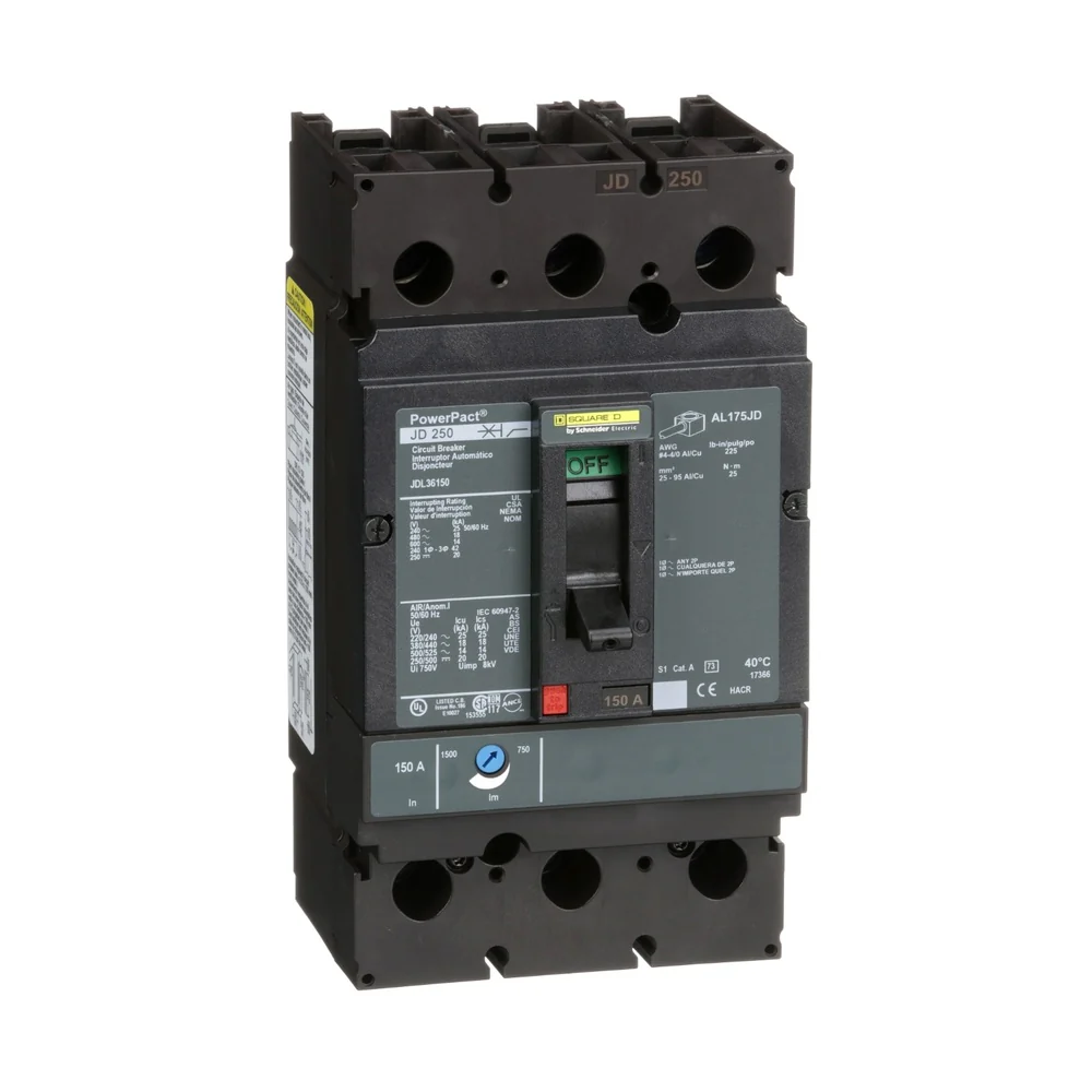 BREAKER JDL 150A 3P 18KA@480V 25KA@240V 4-4/0AWG JDL36150