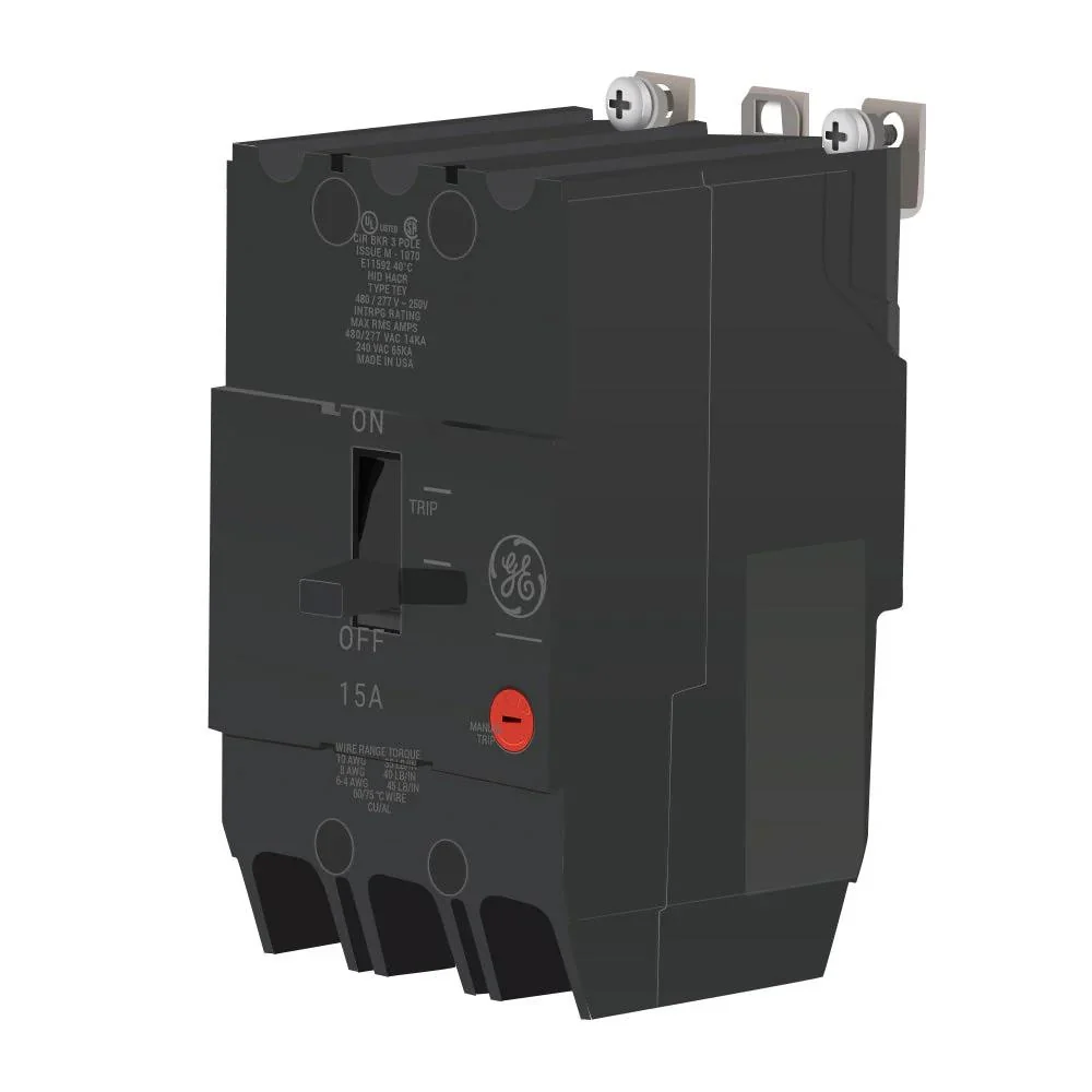 BREAKER TEY 15A 3P 480/277VAC@14KA 240VAC@65KA 120VAC@65KA TEY315 - Image 2