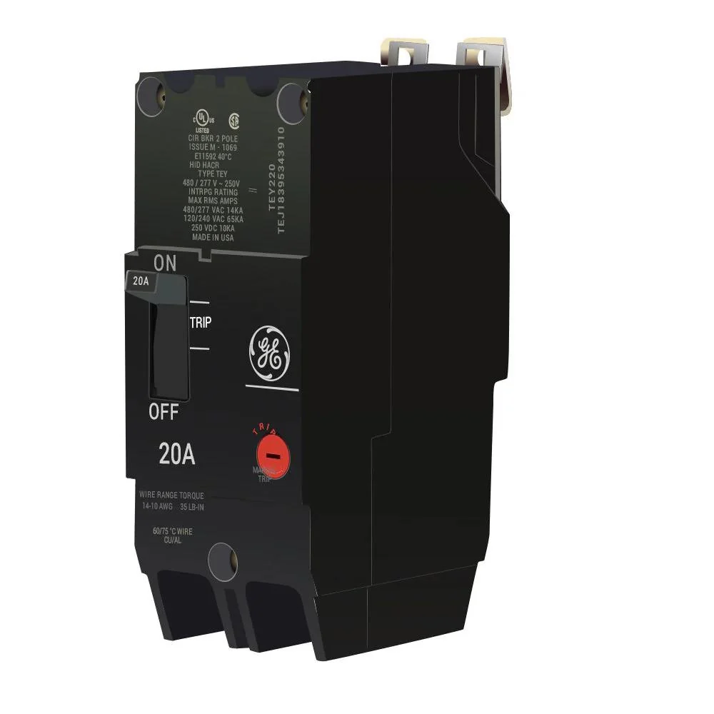 BREAKER TEY 20A 2P 480/277VAC@14KA 240VAC@65KA 120VAC@65KA TEY220 - Image 2