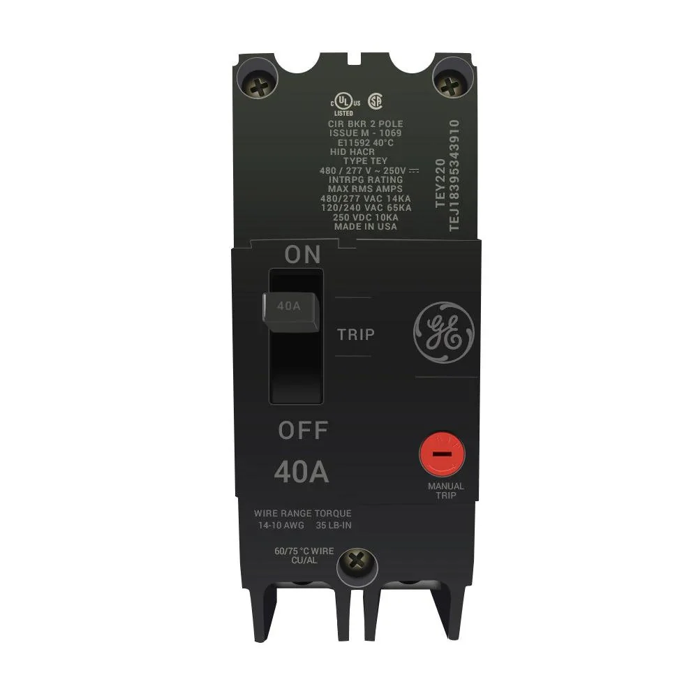 BREAKER TEY 40A 2P 480/277VAC@14KA 240VAC@65KA 120VAC@65KA TEY240 - Image 2