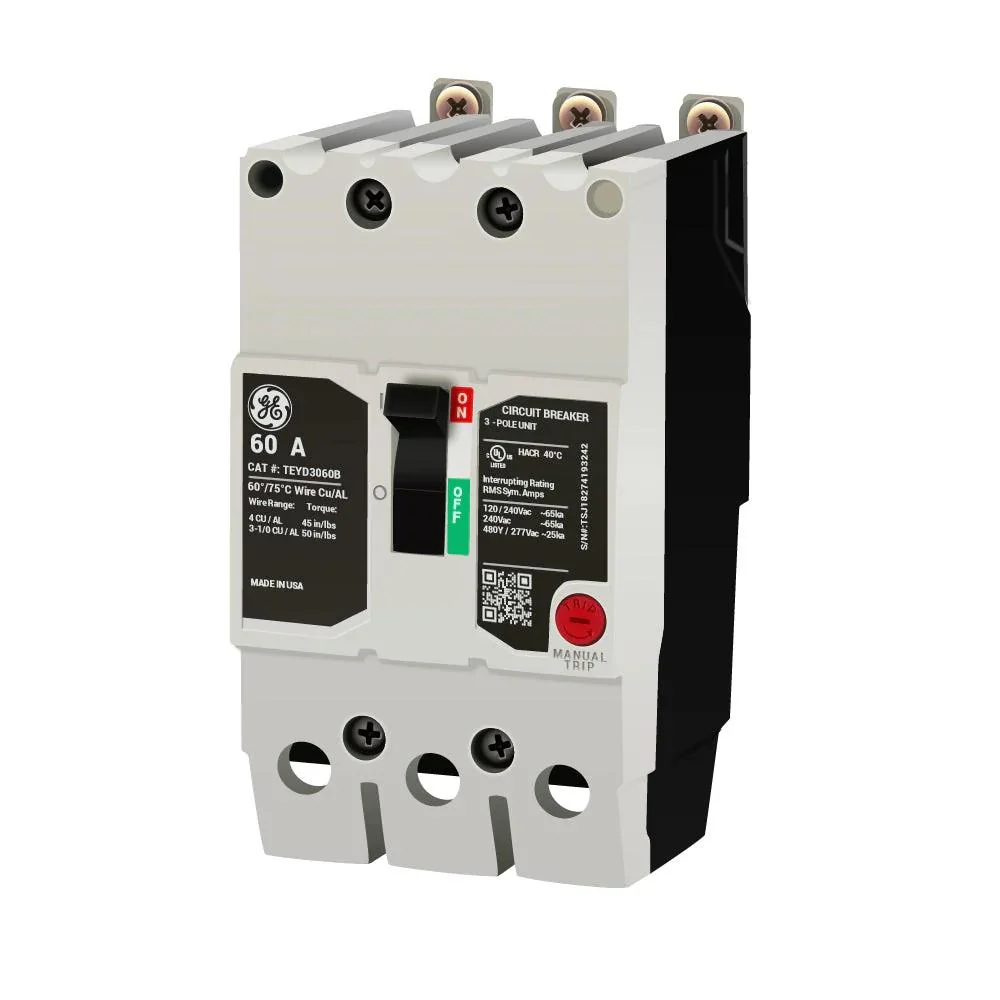 BREAKER ATORN. 60 AMP 3P 480V 25KA G.E. TEYD3060B - Image 2