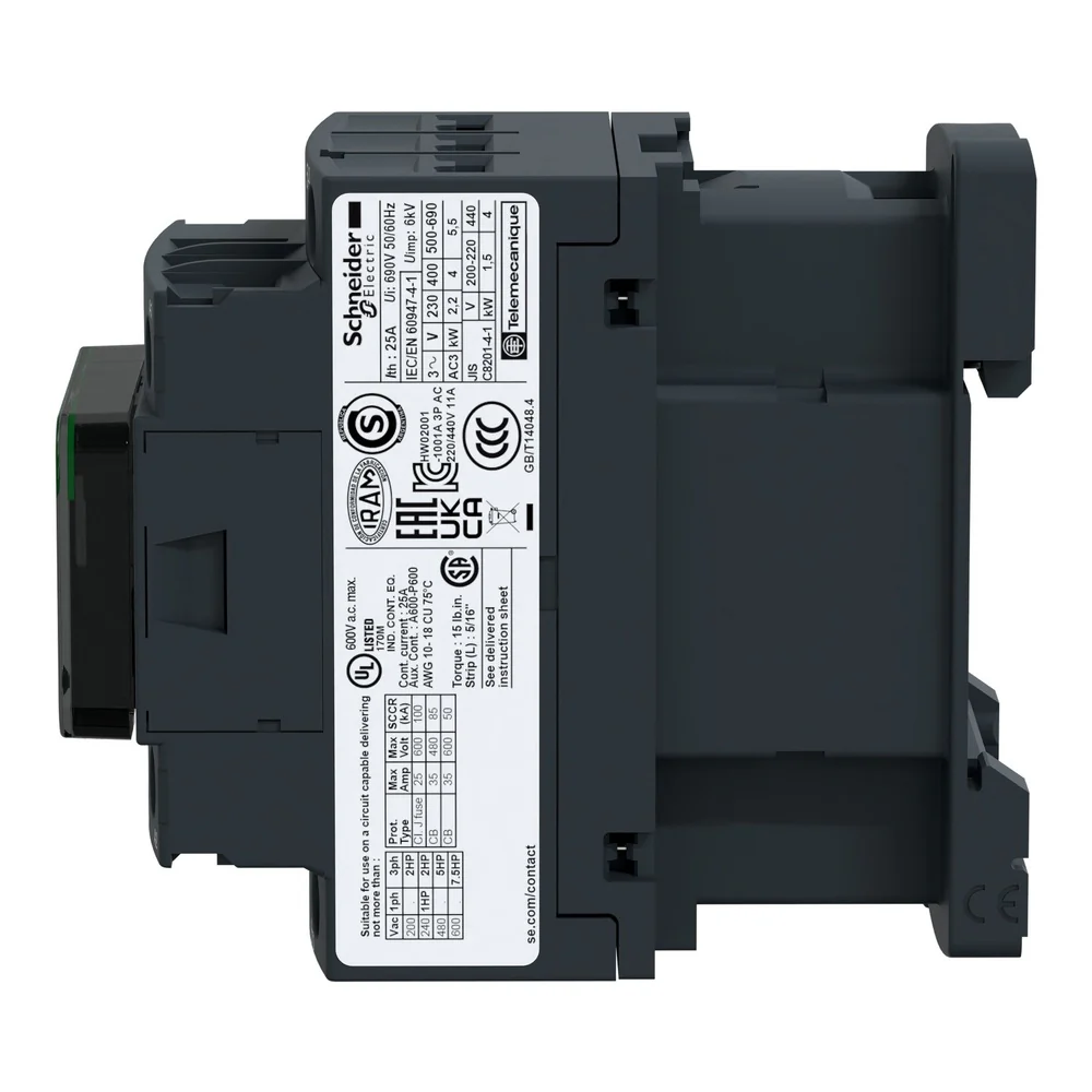 CONTACTOR AC-3 9A/AC-1 25A 24VDC (LC1D09BD) - Image 3