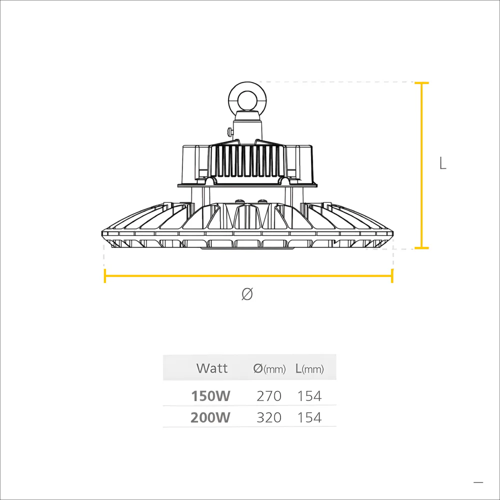 LUMINARIA T/CAMPANA LED EVO 100-200W  4K-5.7K M/V SYLVANIA - Image 2