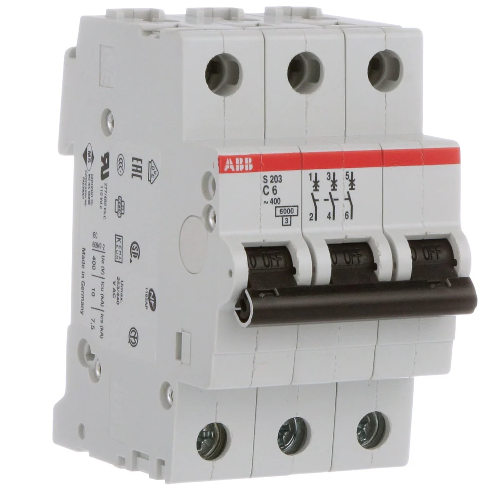 MINIBREAKER ABB (S203-C6) 480V C 6KA 3P 6A AC/DC - Image 2