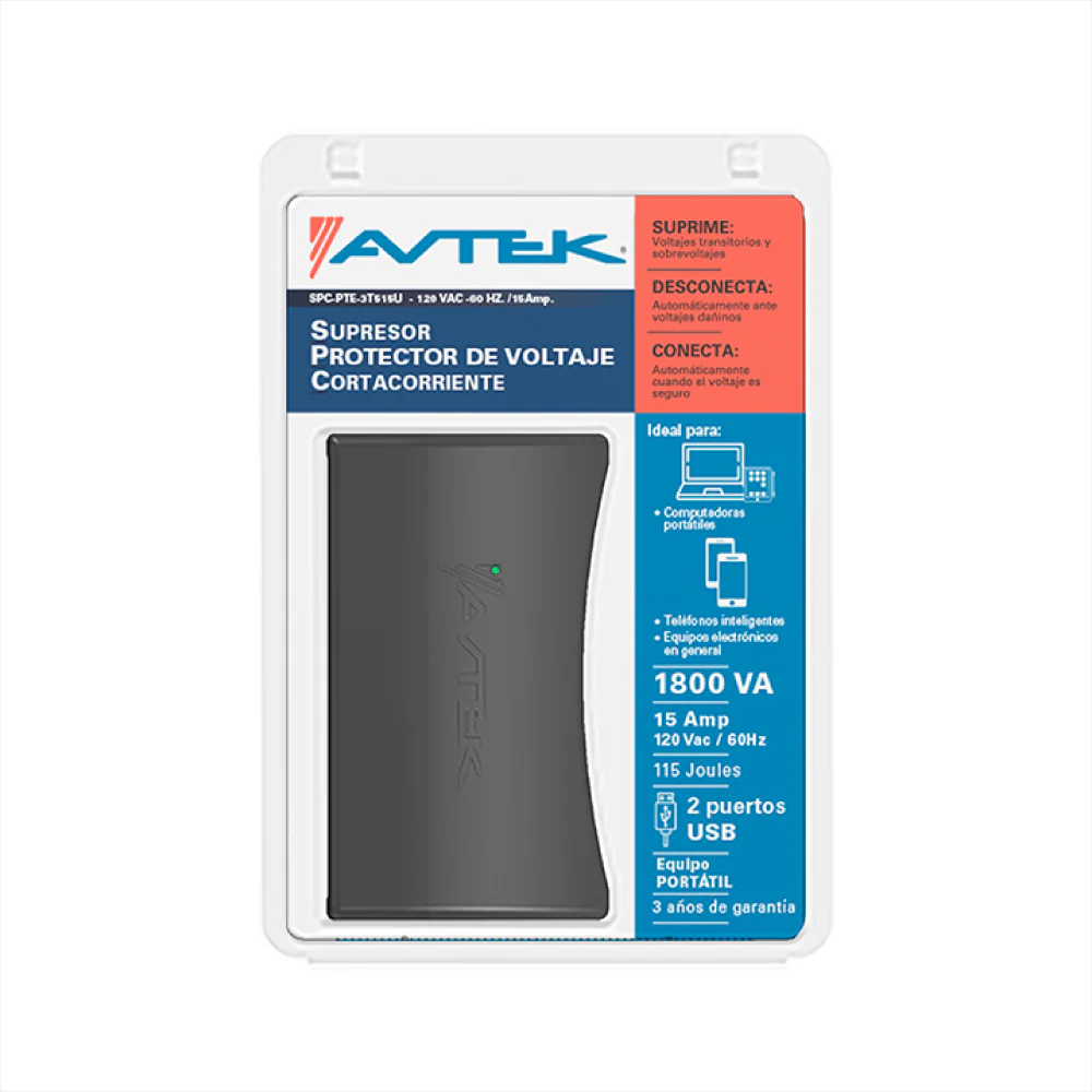 PROTECTOR VOLTA 3TC + 2USB 15A 120V SPC-PTE-3T515U - Image 3
