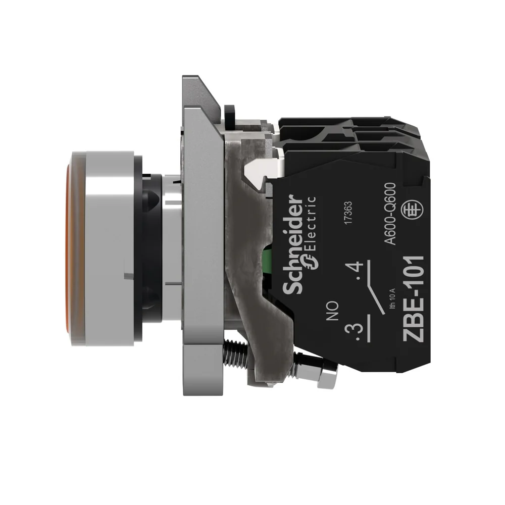 PULSADOR METALICO NARANJA NA+NC CON LUZ LED 120V (XB4BW35G5) - Image 3