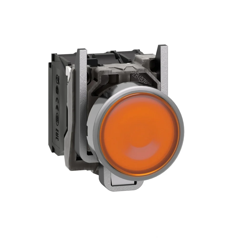 PULSADOR METALICO NARANJA NA+NC CON LUZ LED 24V (XB4BW35B5) - Image 2
