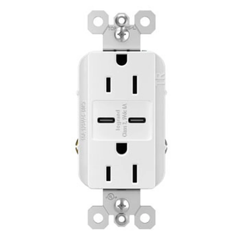 TC DBLE DECO 15A CARGA RA USB C/C BL USBCC6WPWCCV4 - Image 3