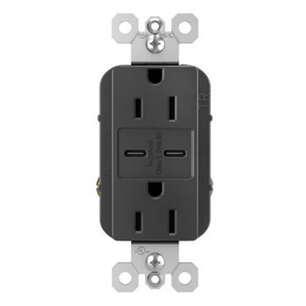 TC DBLE DECO 15A CARGA RA USB C/C NEG USBCC6BKCCV4 - Image 2